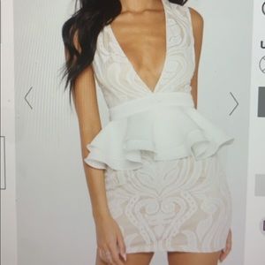 Size 2 White & Beige Dress